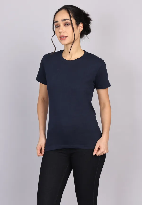 Midnight_Navy_Blue_Premium_Crewneck_Pima_Cotton_Round_Neck_T_Shirt_For_Women