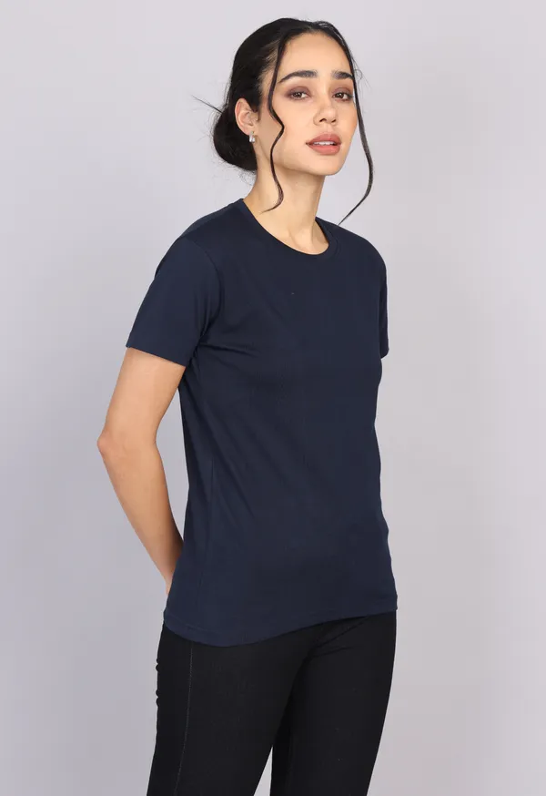 Midnight_Navy_Blue_Premium_Crewneck_Pima_Cotton_Round_Neck_T_Shirt_For_Women