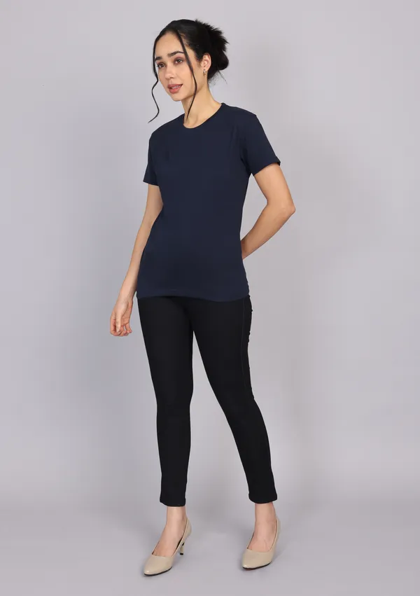 Midnight_Navy_Blue_Premium_Crewneck_Pima_Cotton_Round_Neck_T_Shirt_For_Women