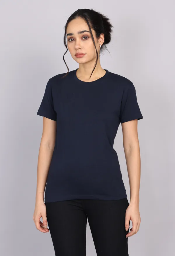 Midnight_Navy_Blue_Premium_Crewneck_Pima_Cotton_Round_Neck_T_Shirt_For_Women