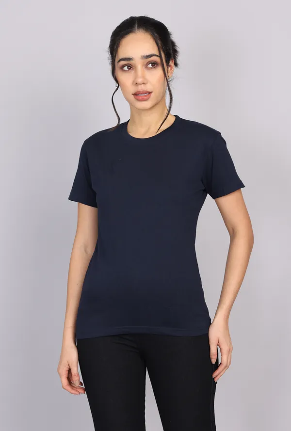 Midnight_Navy_Blue_Premium_Crewneck_Pima_Cotton_Round_Neck_T_Shirt_For_Women