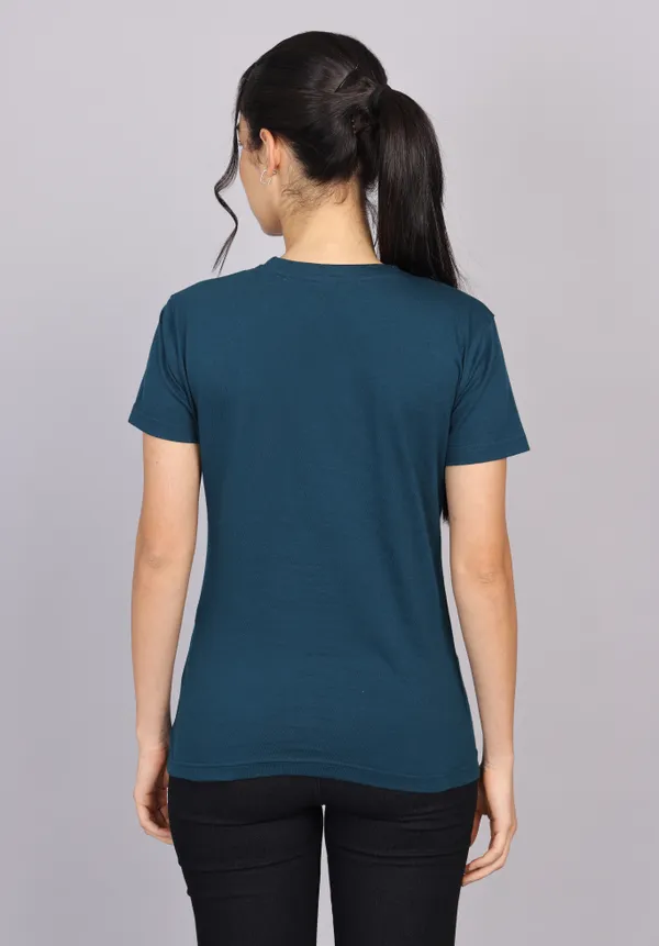 Petrol_Blue_Premium_Crewneck_Pima_Cotton_Round_Neck_T_Shirt_For_Women