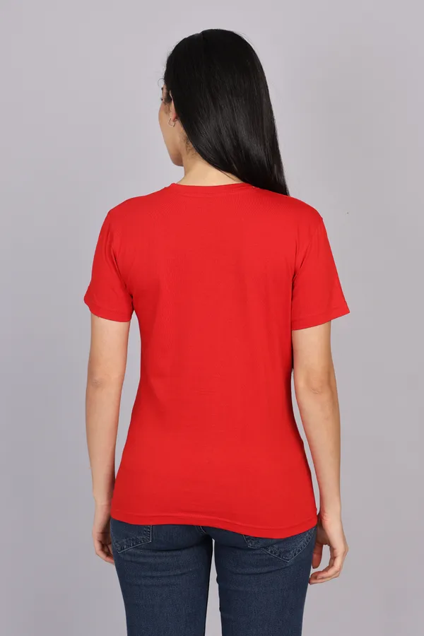 Red_Premium_Crewneck_Pima_Cotton_Round_Neck_T_Shirt_For_Women