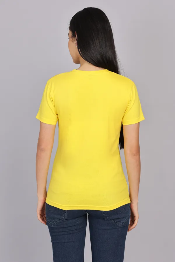 Yellow_Premium_Crewneck_Pima_Cotton_Round_Neck_T_Shirt_For_Women