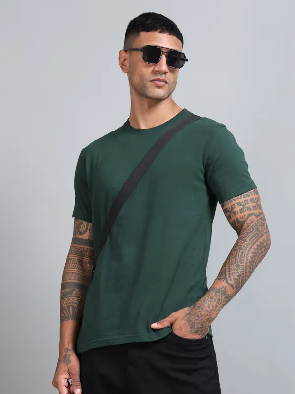 Bottle_Green_Premium_Crewneck_Pima_Cotton_Round_Neck_T_Shirt_For_Men