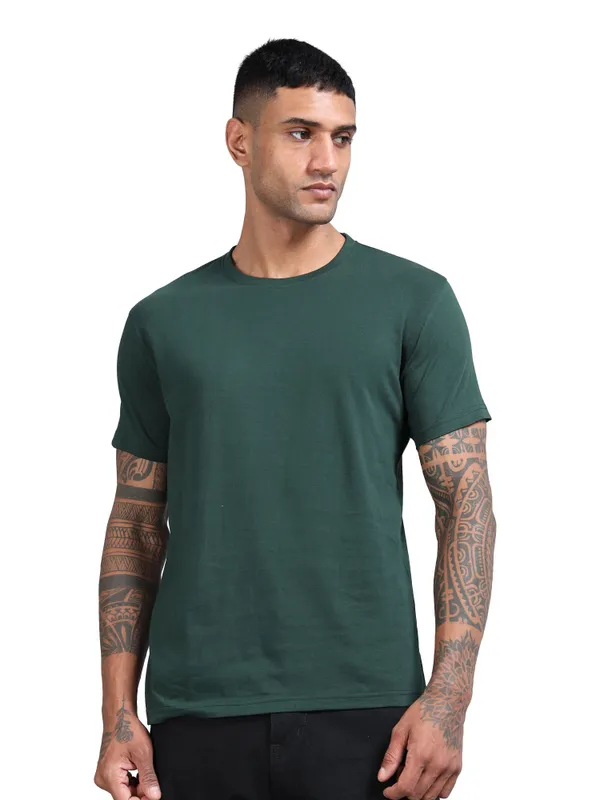 Bottle_Green_Premium_Crewneck_Pima_Cotton_Round_Neck_T_Shirt_For_Men