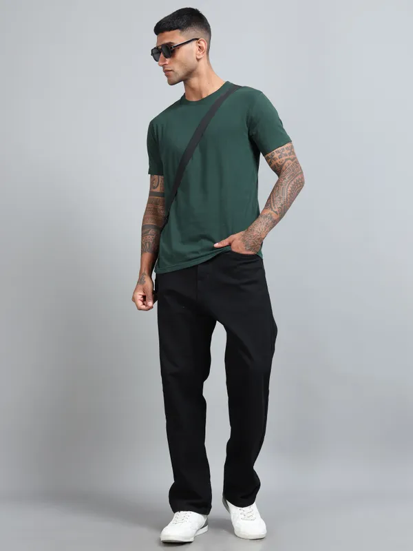 Bottle_Green_Premium_Crewneck_Pima_Cotton_Round_Neck_T_Shirt_For_Men