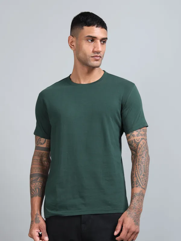 Bottle_Green_Premium_Crewneck_Pima_Cotton_Round_Neck_T_Shirt_For_Men