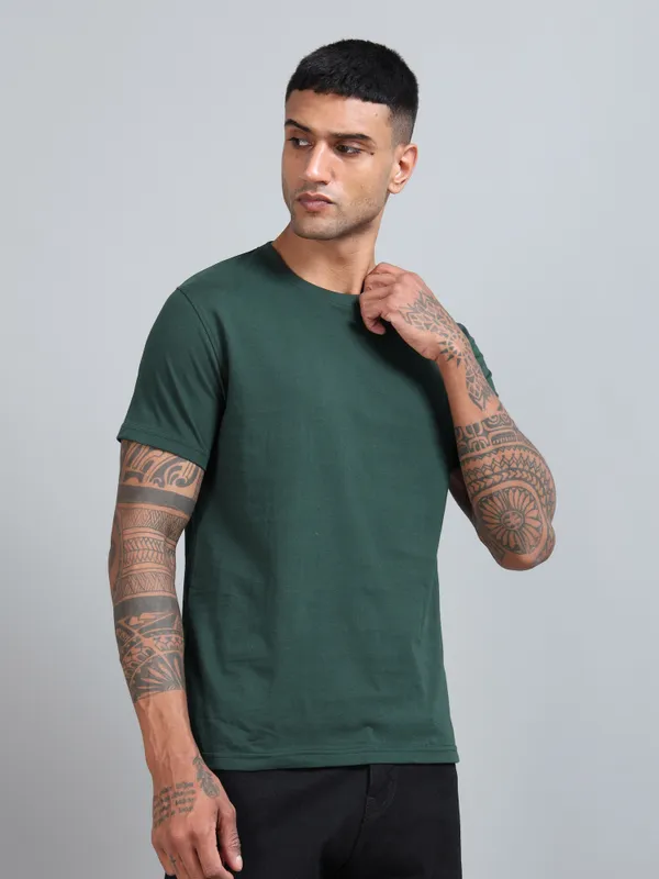 Bottle_Green_Premium_Crewneck_Pima_Cotton_Round_Neck_T_Shirt_For_Men
