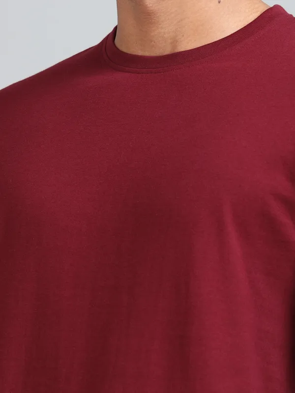 Maroon_Premium_Crewneck_Pima_Cotton_Round_Neck_T_Shirt_For_Men