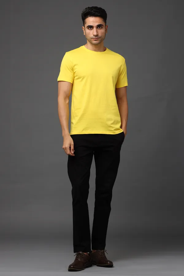 Yellow_Premium_Crewneck_Pima_Cotton_Round_Neck_T_Shirt_For_Men