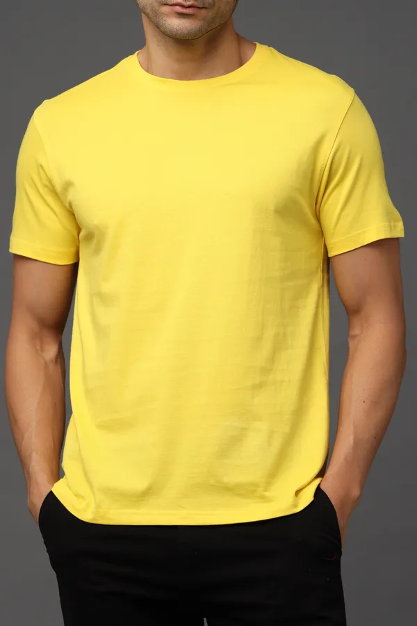 Yellow_Premium_Crewneck_Pima_Cotton_Round_Neck_T_Shirt_For_Men