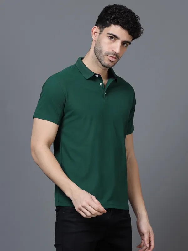 Bottle_Green_Mars_200_Polyester_Polo_Neck_T_Shirt_For_Men