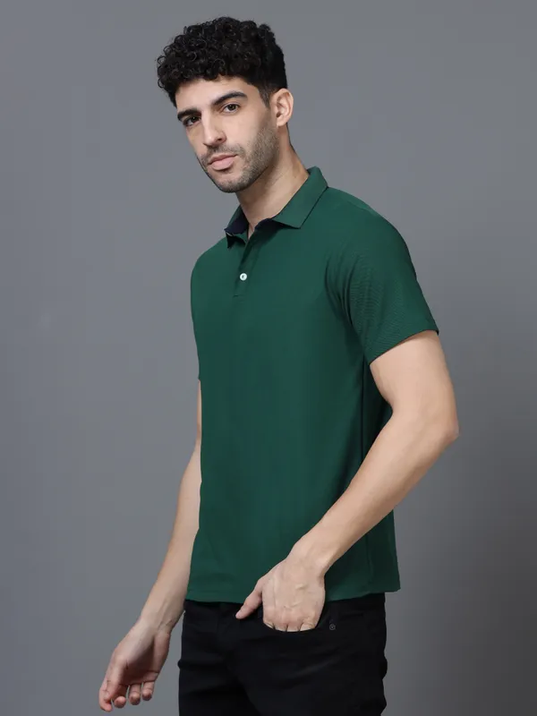 Bottle_Green_Mars_200_Polyester_Polo_Neck_T_Shirt_For_Men