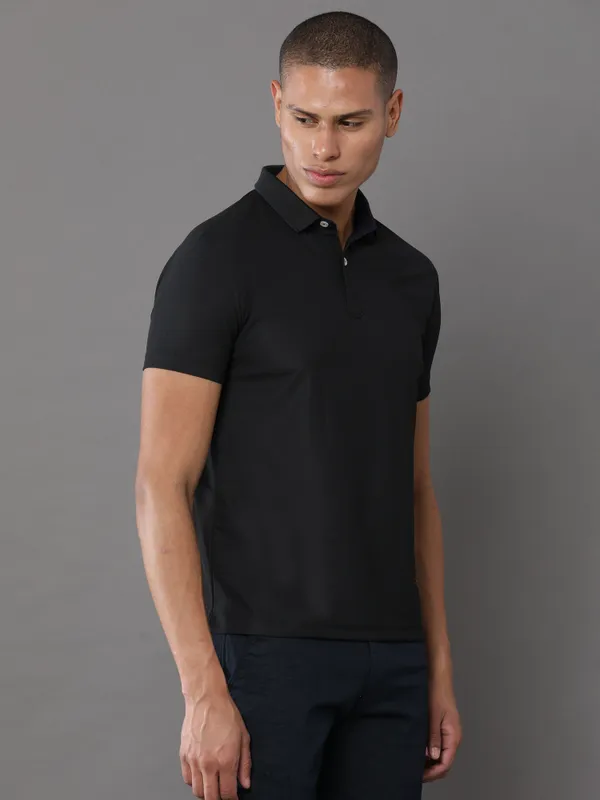 Classic_Black_Mars_200_Polyester_Polo_Neck_T_Shirt_For_Men