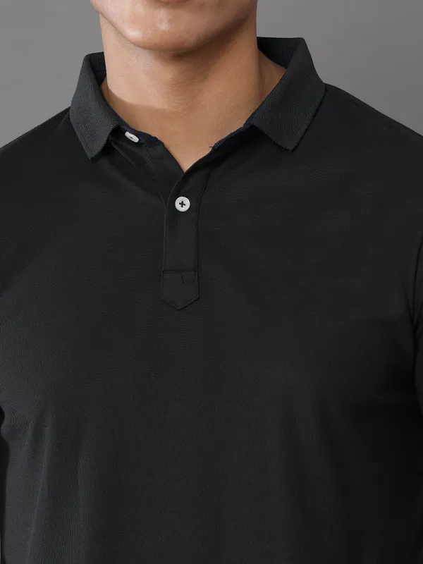 Classic_Black_Mars_200_Polyester_Polo_Neck_T_Shirt_For_Men