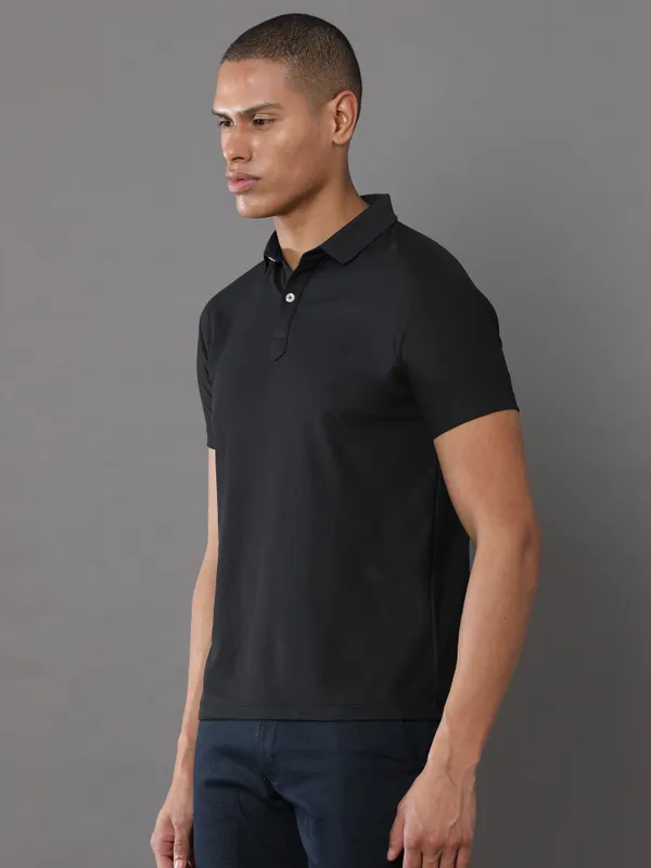 Classic_Black_Mars_200_Polyester_Polo_Neck_T_Shirt_For_Men
