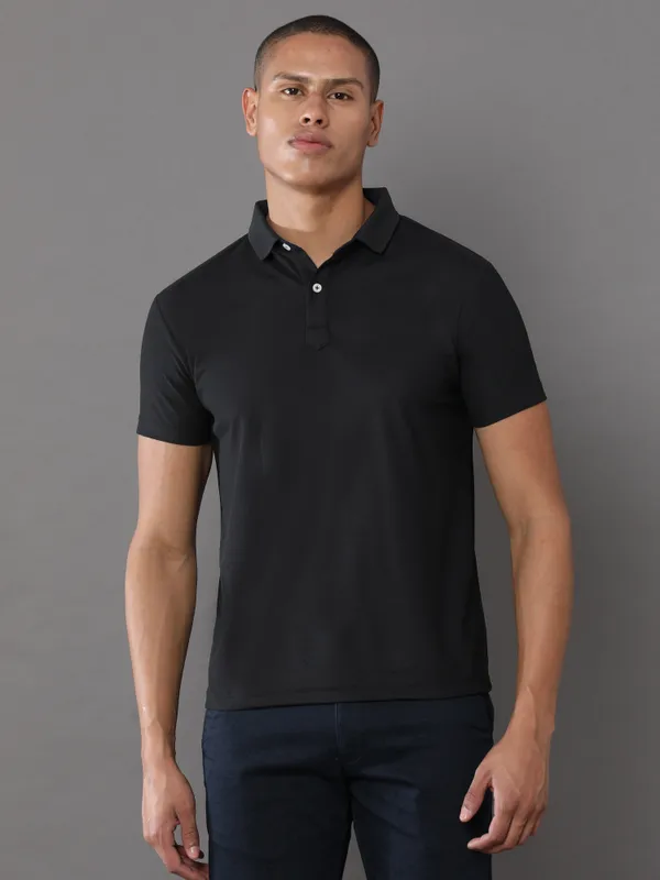 Classic_Black_Mars_200_Polyester_Polo_Neck_T_Shirt_For_Men