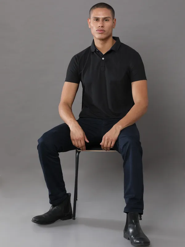 Classic_Black_Mars_200_Polyester_Polo_Neck_T_Shirt_For_Men