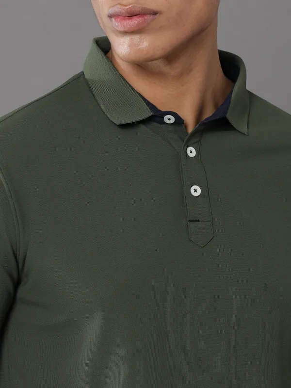 Dark_Olive_Green_Mars_200_Polyester_Polo_Neck_T_Shirt_For_Men