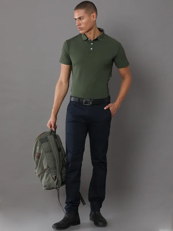 Dark_Olive_Green_Mars_200_Polyester_Polo_Neck_T_Shirt_For_Men