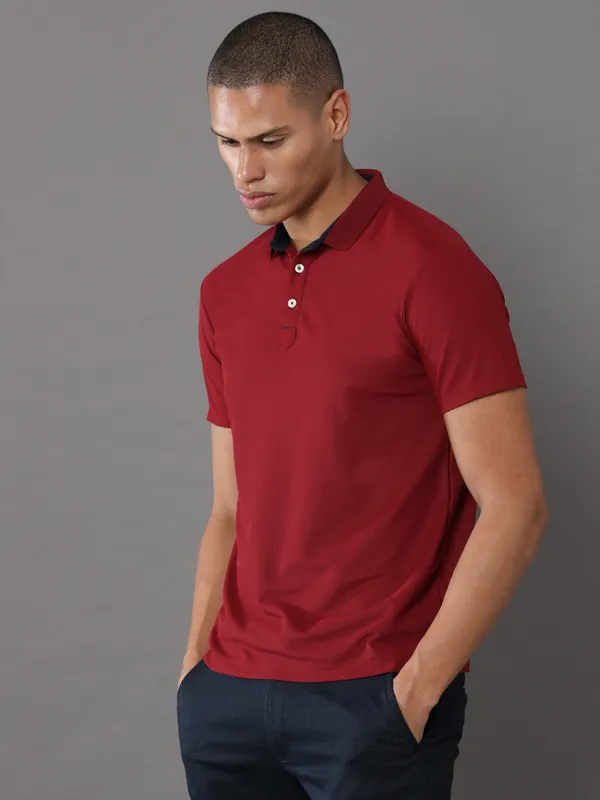 French_Wine_Mars_200_Polyester_Polo_Neck_T_Shirt_For_Men