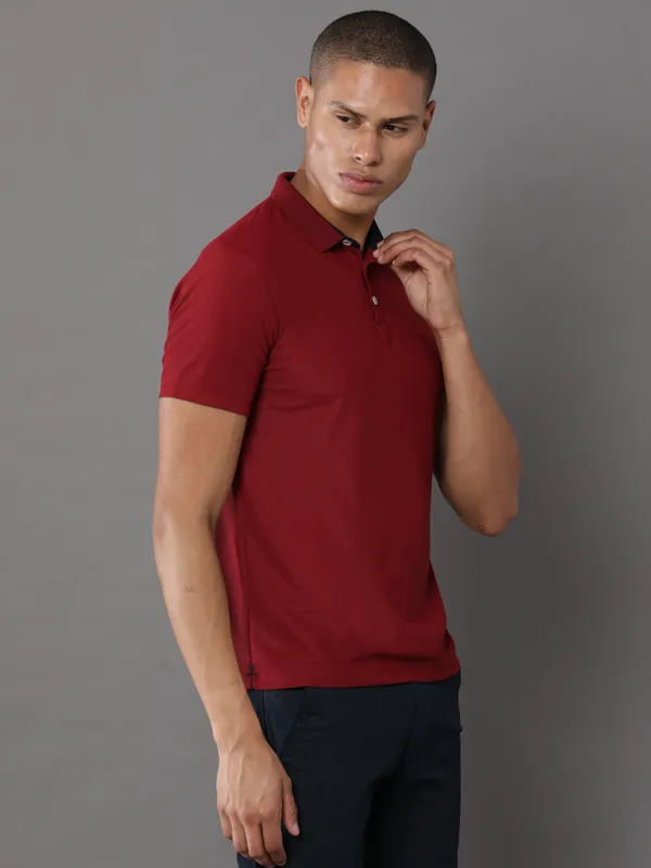 French_Wine_Mars_200_Polyester_Polo_Neck_T_Shirt_For_Men