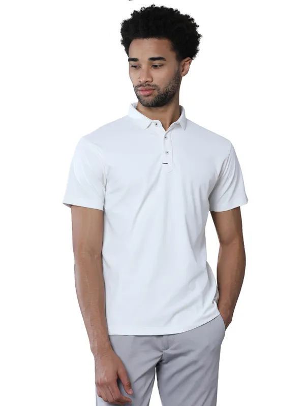 Ivory_White_Mars_200_Polyester_Polo_Neck_T_Shirt_For_Men