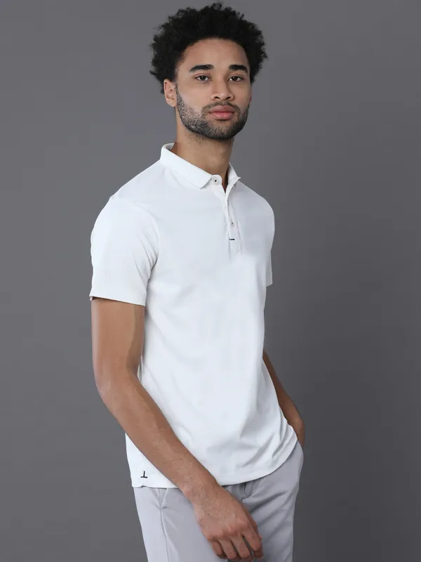 Ivory_White_Mars_200_Polyester_Polo_Neck_T_Shirt_For_Men