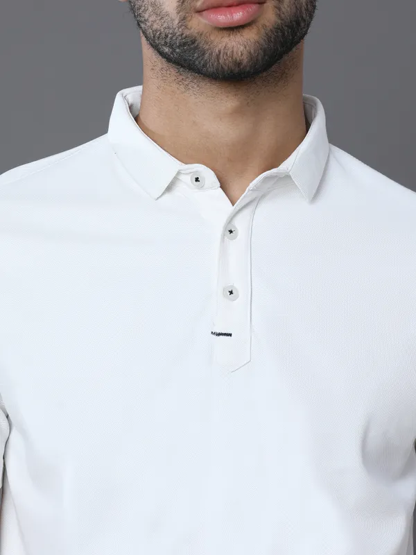 Ivory_White_Mars_200_Polyester_Polo_Neck_T_Shirt_For_Men