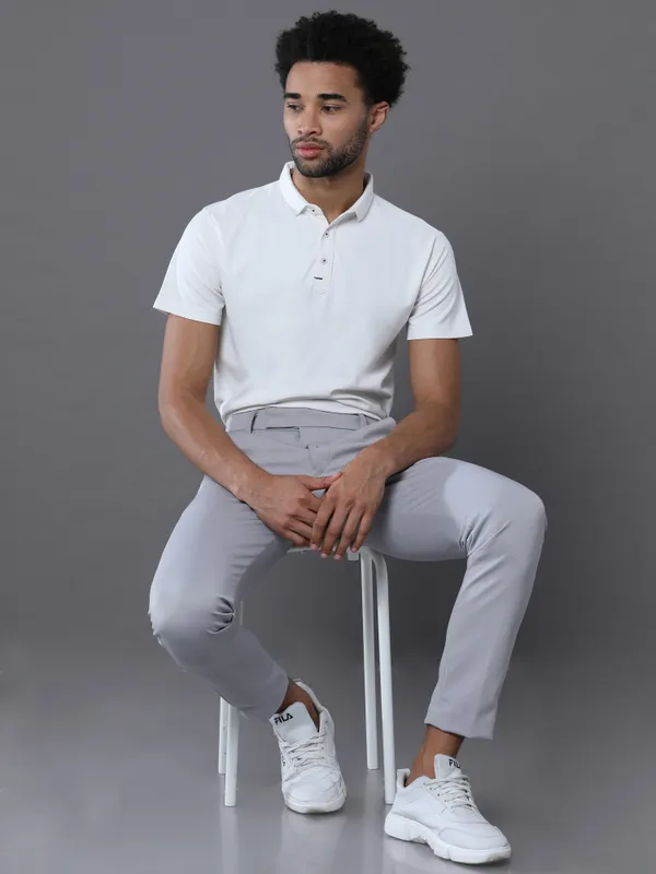 Ivory_White_Mars_200_Polyester_Polo_Neck_T_Shirt_For_Men