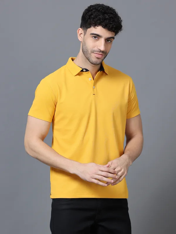 Mustard_Mars_200_Polyester_Polo_Neck_T_Shirt_For_Men