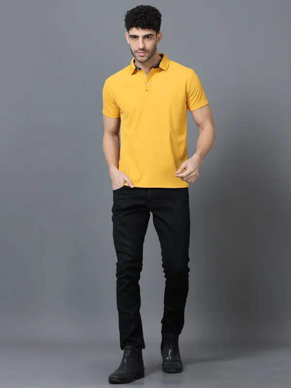 Mustard_Mars_200_Polyester_Polo_Neck_T_Shirt_For_Men