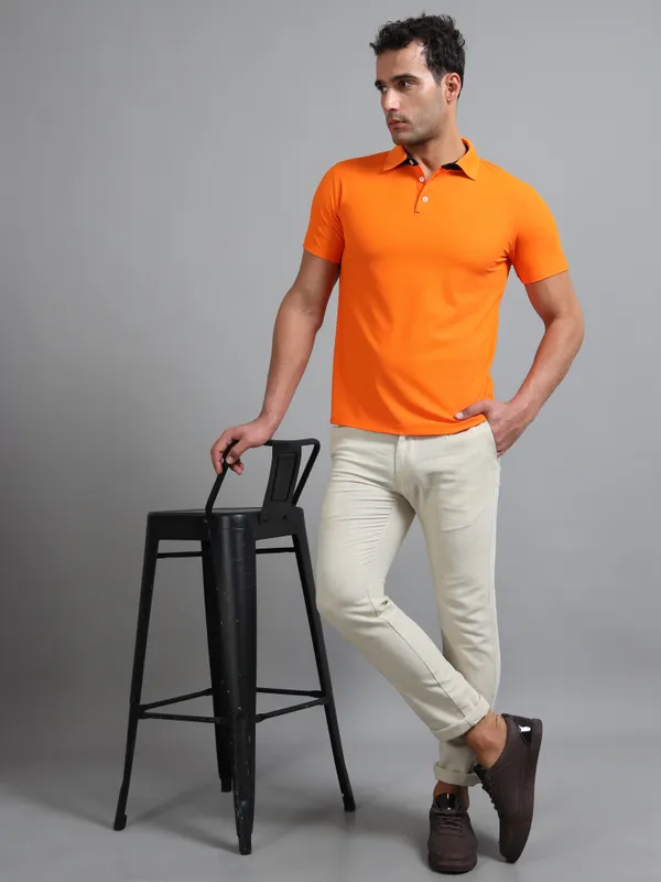Orange_Mars_200_Polyester_Polo_Neck_T_Shirt_For_Men