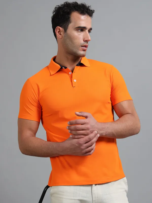 Orange_Mars_200_Polyester_Polo_Neck_T_Shirt_For_Men
