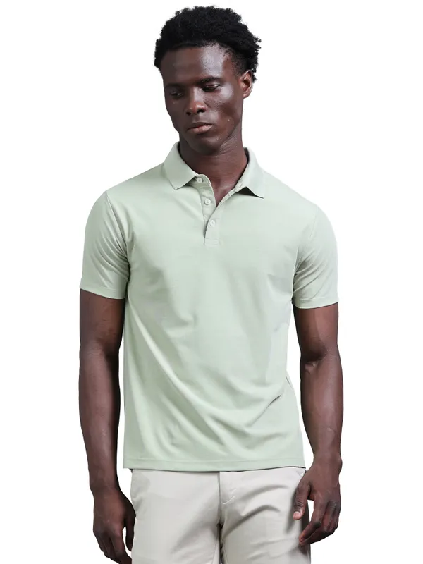 Light_Green_The_Melange_Edit_Polyester_Polo_Neck_T_Shirt_For_Men