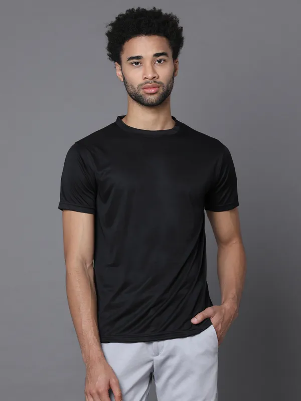 Classic_Black_Mobilitee_Polyester_Round_Neck_T_Shirt_For_Men_And_Women