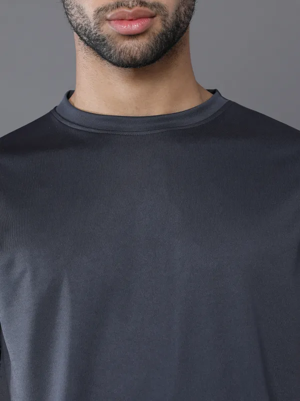 Dark_Grey_Mobilitee_Polyester_Round_Neck_T_Shirt_For_Men_And_Women
