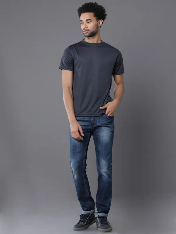 Dark_Grey_Mobilitee_Polyester_Round_Neck_T_Shirt_For_Men_And_Women