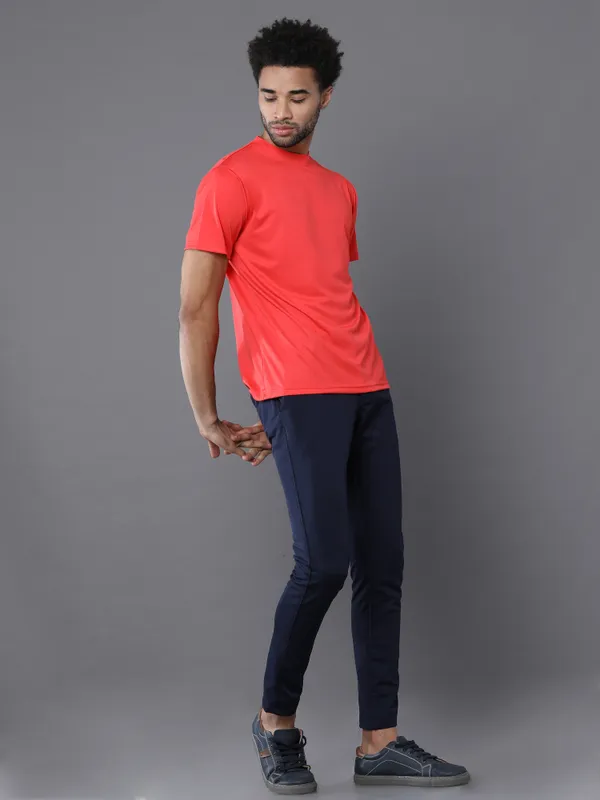Frost_Red_Mobilitee_Polyester_Round_Neck_T_Shirt_For_Men_And_Women