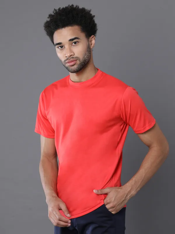 Frost_Red_Mobilitee_Polyester_Round_Neck_T_Shirt_For_Men_And_Women