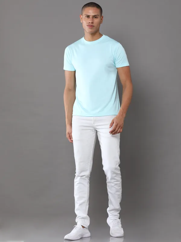 Mint_Blue_Mobilitee_Polyester_Round_Neck_T_Shirt_For_Men_And_Women
