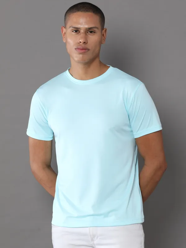 Mint_Blue_Mobilitee_Polyester_Round_Neck_T_Shirt_For_Men_And_Women