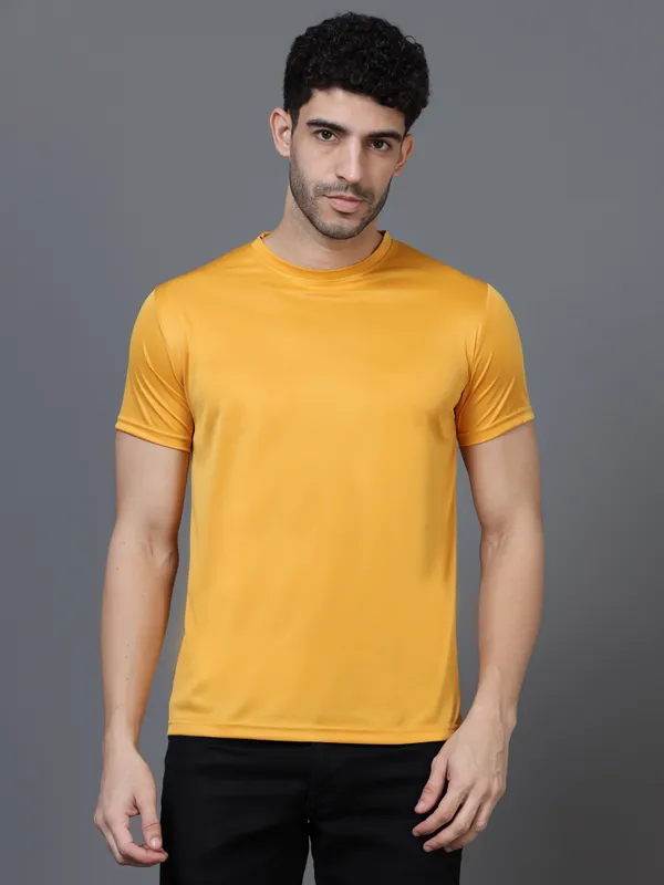 Mustard_Mobilitee_Polyester_Round_Neck_T_Shirt_For_Men_And_Women