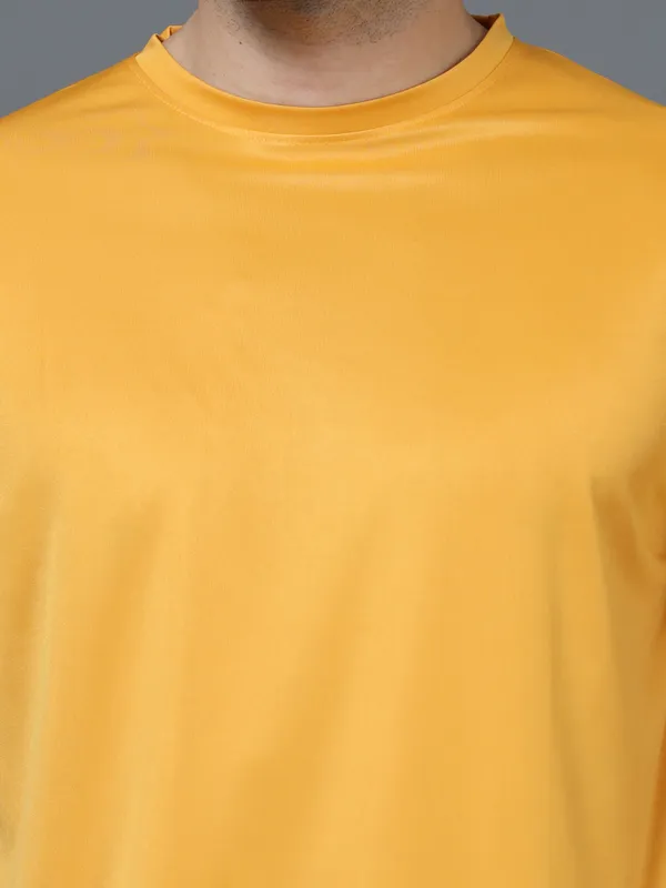 Mustard_Mobilitee_Polyester_Round_Neck_T_Shirt_For_Men_And_Women