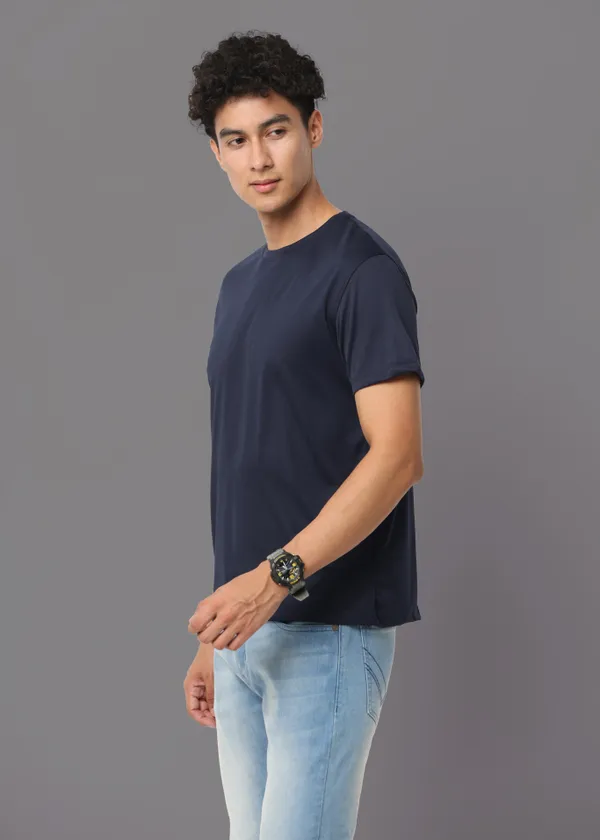 Navy_Blue_Mobilitee_Polyester_Round_Neck_T_Shirt_For_Men_And_Women