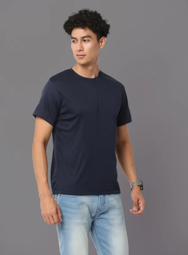 Navy_Blue_Mobilitee_Polyester_Round_Neck_T_Shirt_For_Men_And_Women