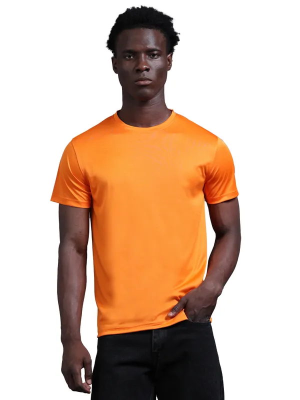 Orange_Mobilitee_Polyester_Round_Neck_T_Shirt_For_Men_And_Women