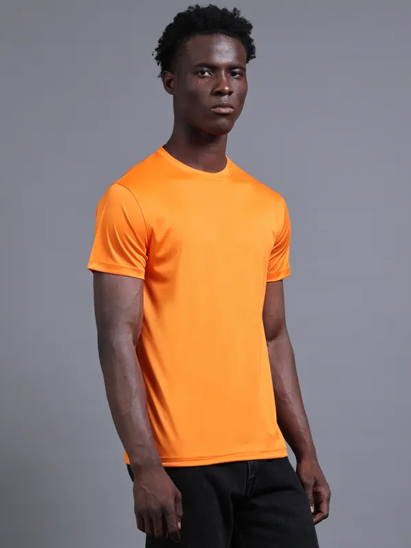 Orange_Mobilitee_Polyester_Round_Neck_T_Shirt_For_Men_And_Women