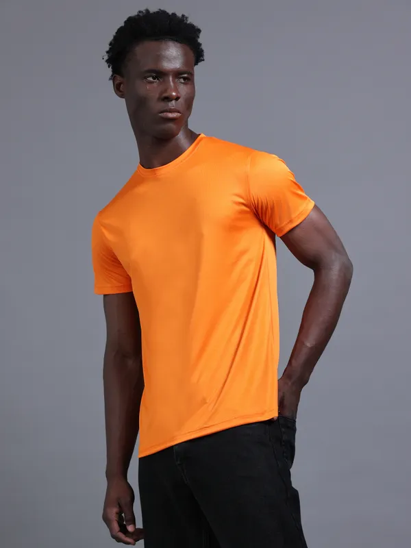 Orange_Mobilitee_Polyester_Round_Neck_T_Shirt_For_Men_And_Women
